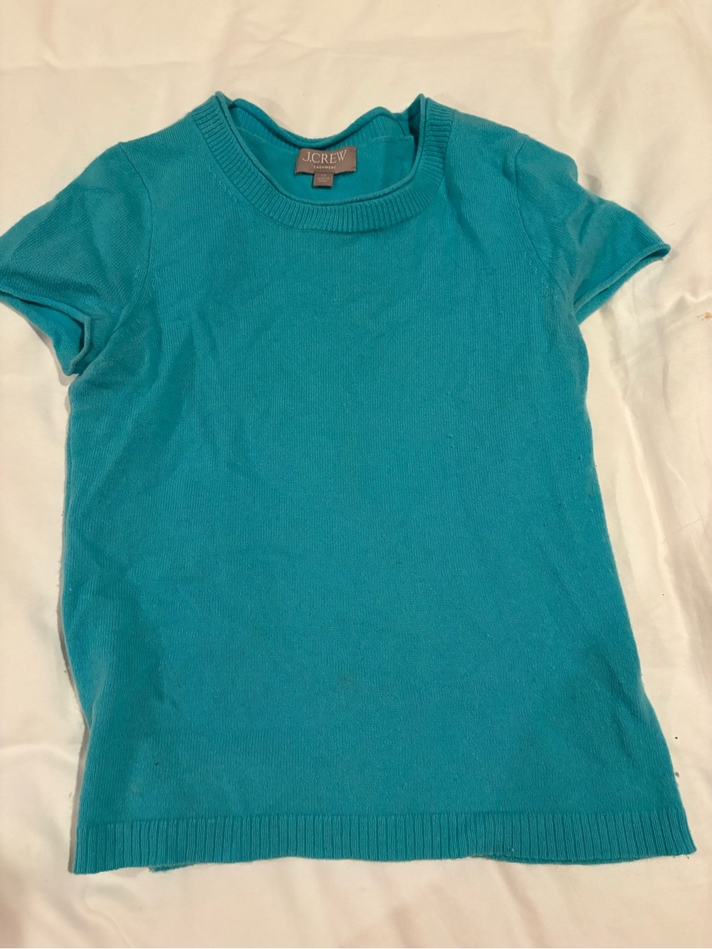 J.Crew Short Sleeve Teal Cashmere Top